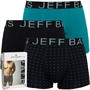 Jeff Banks Mens Three Pack Trunks Black/Spot/Teal