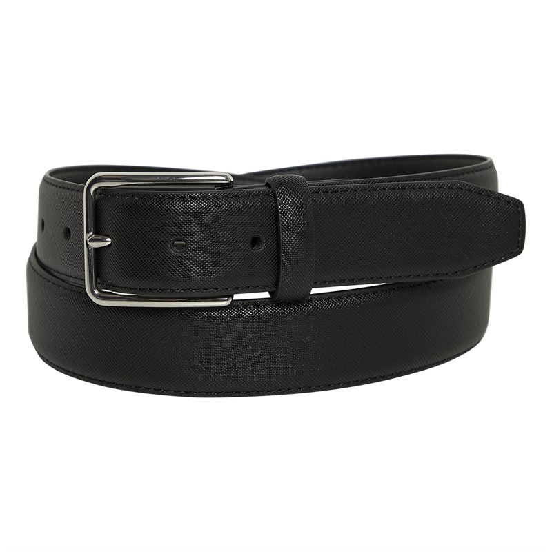 Jeff Banks Mens Hawkins Saffiano Belt Black - Size S
