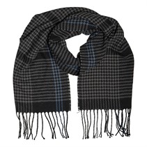 Jeff Banks Mens Check Stripe Brushed Woven Scarf Black/Grey