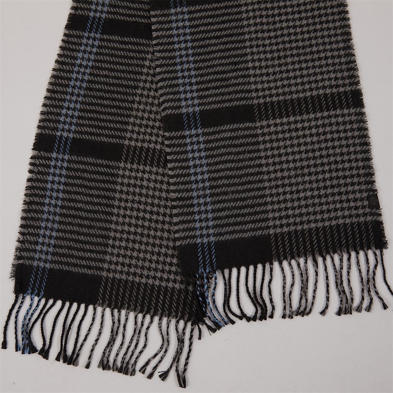 Jeff Banks Mens Check Stripe Brushed Woven Scarf Black/Grey