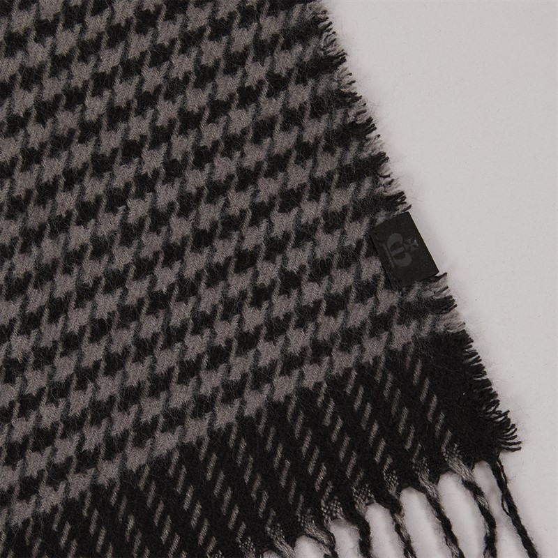 Jeff Banks Mens Check Stripe Brushed Woven Scarf Black/Grey