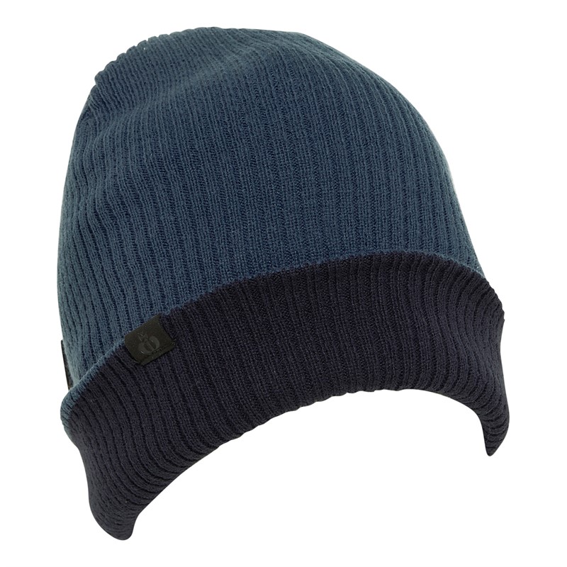 Jeff Banks Mens Turner Reversible Beanie Faded Denim/Ink