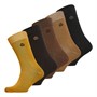 Jeff Banks Mens Five Pack Block Colour Socks Mustard/Brown/Black