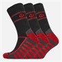 Jeff Banks Mens Three Pack Durable Work Socks Black/Red