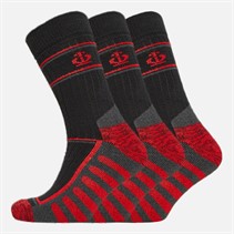 Jeff Banks Mens Three Pack Durable Work Socks Black/Red