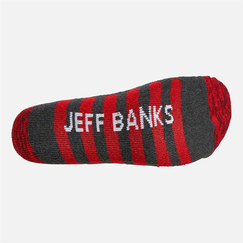 Jeff Banks Mens Three Pack Durable Work Socks Black/Red