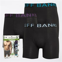 Jeff Banks Mens Three Pack Bamboo Boxers Black/Purple/Blue/Teal