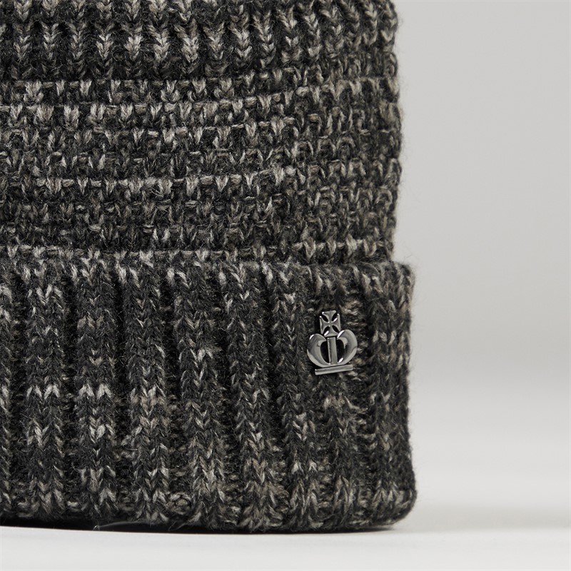 Jeff Banks Mens Melange Textured Beanie Grey/Black