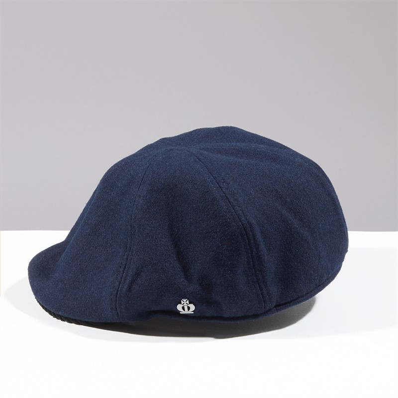 Jeff Banks Mens Fleece Lined Melton Flat Cap Navy
