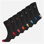 Jeff Banks Mens Seven Pack Plain Socks Black/Grey/Blue/Green/Red/Blue/Orange/Pink