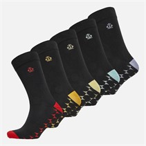 Jeff Banks Mens Five Pack Socks Black/Red/Orange/Yellow/Blue/Purple
