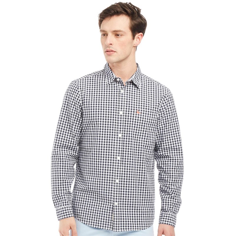 Buy Jack Wills Mens Ruxton Classic Poplin Gingham Long Sleeve Shirt Navy