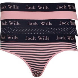 Image of Jack Wills Womens Wilden Heritage Three Pack Boy Pants Pink/Navy