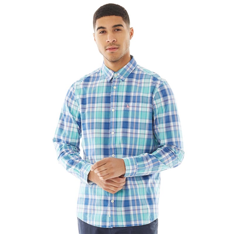 Buy Jack Wills Mens Earlston Classic Poplin Check Long Sleeve Shirt Teal