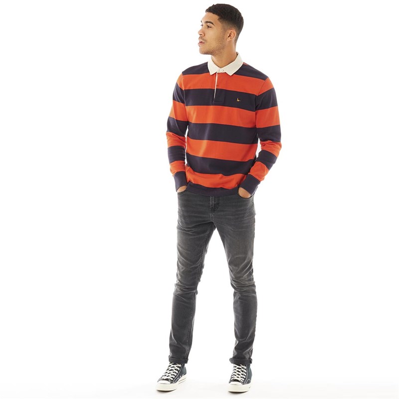 Buy Jack Wills Mens Camber Stripe Rugby Top Navy/Red