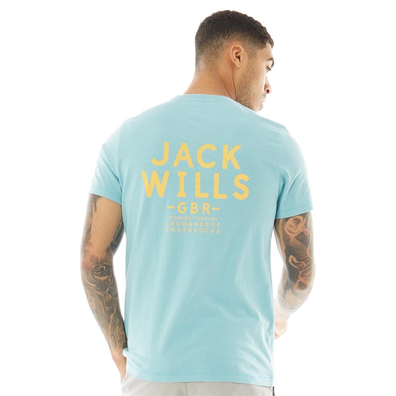 Buy Jack Wills Mens Satterton Graphic T-Shirt Aqua