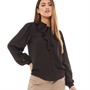 Jacqueline De Yong Womens Jdymelisa Long Sleeve Bow Shirt 5 Black