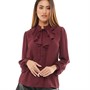 Jacqueline De Yong Womens Jdymelisa Long Sleeve Bow Shirt 7 Windsor Wine