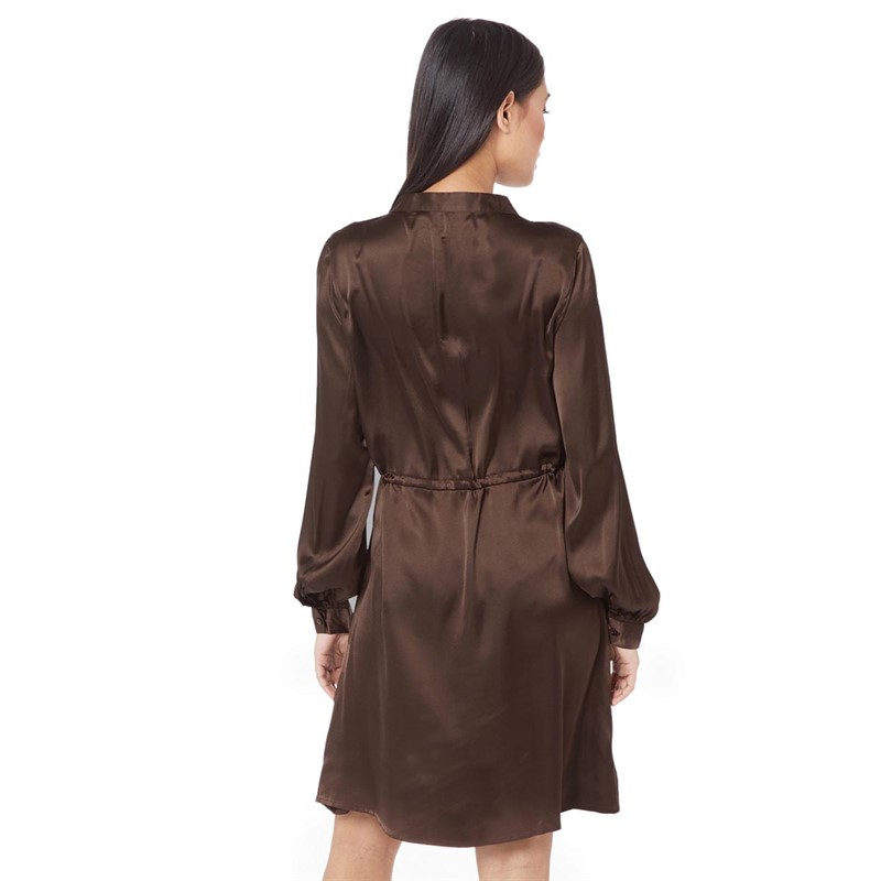 Jacqueline De Yong Womens Klara Life Long Sleeve Dress Chocolate Brown