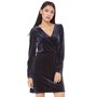 Jacqueline De Yong Womens Thea Velvet Long Sleeve Dress Dark Navy