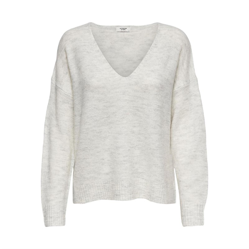 Jacqueline De Yong Damen Jdycharly O Neck Pullover Pullover mit V-Auschnitt Weiß