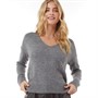 Jacqueline De Yong Damen JDY Elanora Pullover mit V-Auschnitt Grau
