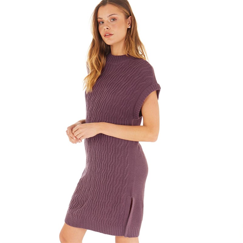 Jacqueline De Yong Womens JDY Foro Cable Knit Vest Plum Wine