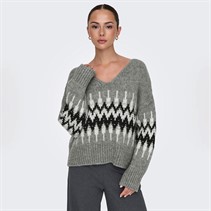 Jacqueline De Yong Womens Dinea Knit Jumper Medium Grey Melange