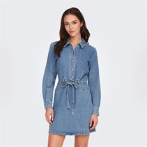 Jacqueline De Yong Womens Diana Denim Dress Light Blue Denim