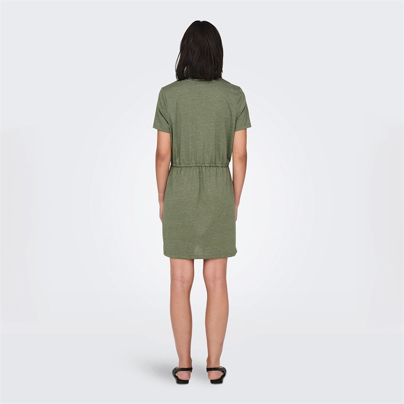 Jacqueline De Yong Womens Dalila Short Sleeve Dress Deep Lichen Green
