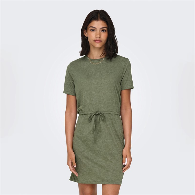 Jacqueline De Yong Womens Dalila Short Sleeve Dress Deep Lichen Green