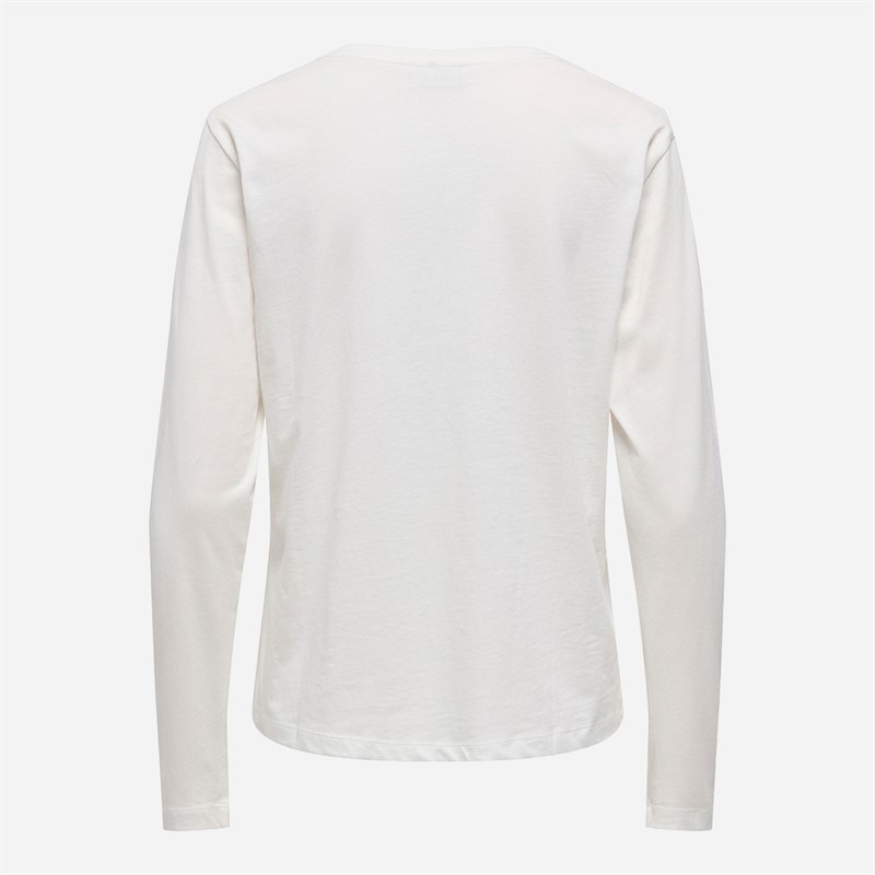 Jacqueline De Yong Womens Rex Long Sleeve T-Shirt Cloud Dancer