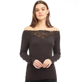 Jacqueline De Yong Womens Rine Long Sleeve Lace Detail Top Black Jacqueline De Yong Womens Rine Long Sleeve Lace Detail Top Black