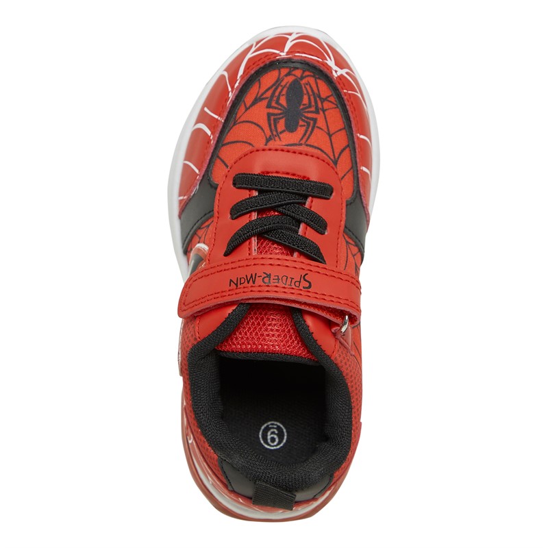 Character Boys Spiderman Eyes Light Up Trainers Red