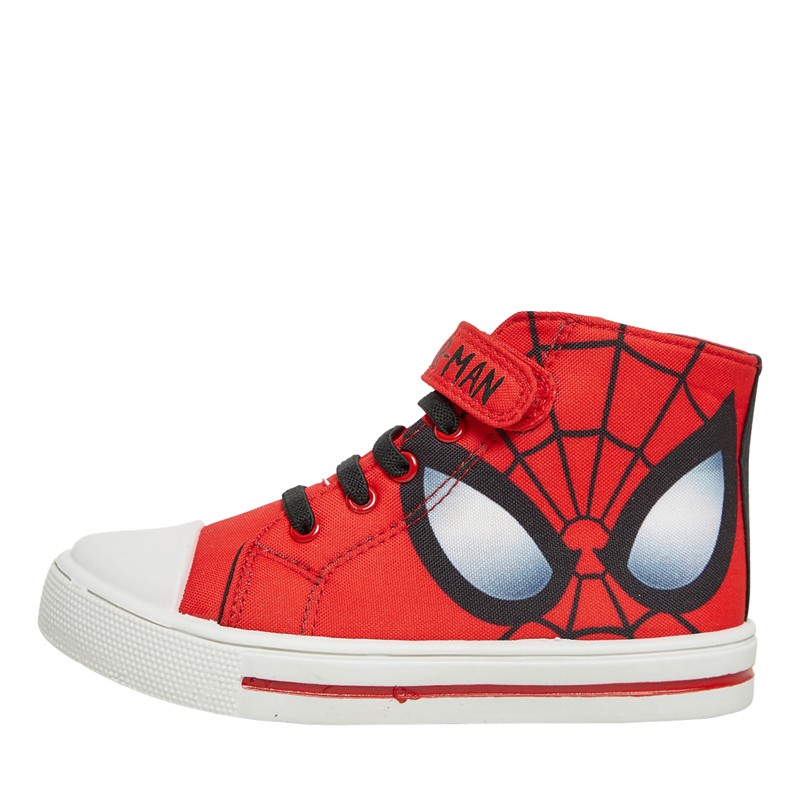 Character Infant Boys Spiderman Alex Hi-Top Trainers Red