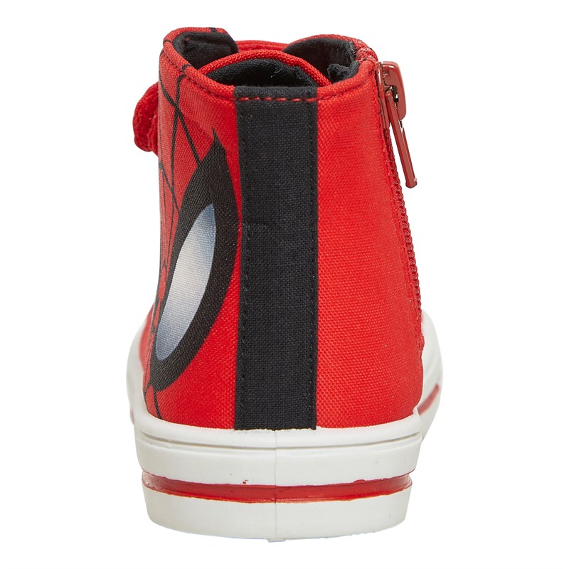 Character Infant Boys Spiderman Alex Hi-Top Trainers Red