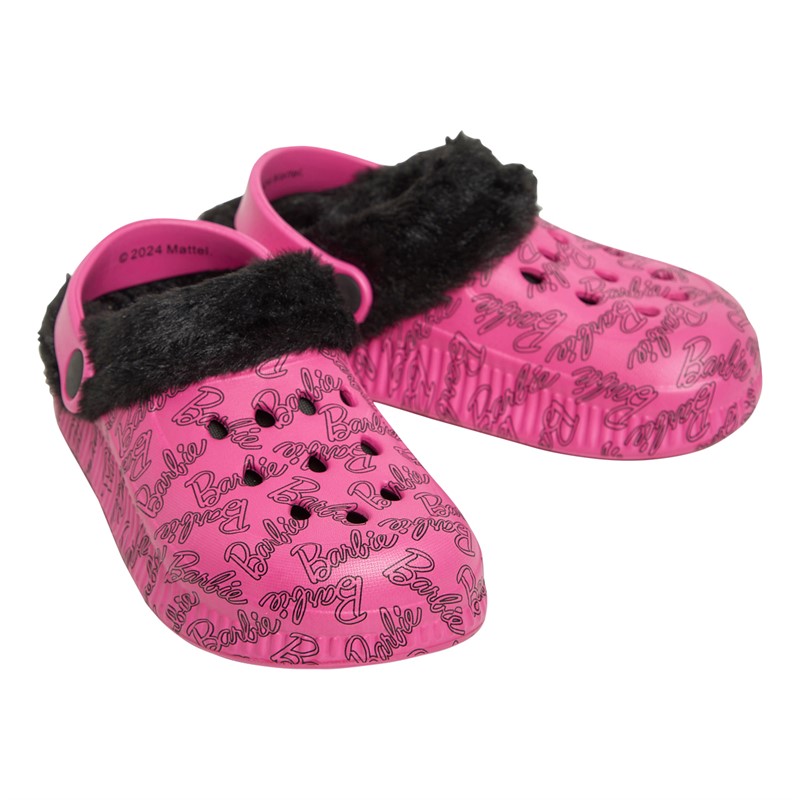 Character Girls Barbie Fur Lined Clogs Pink