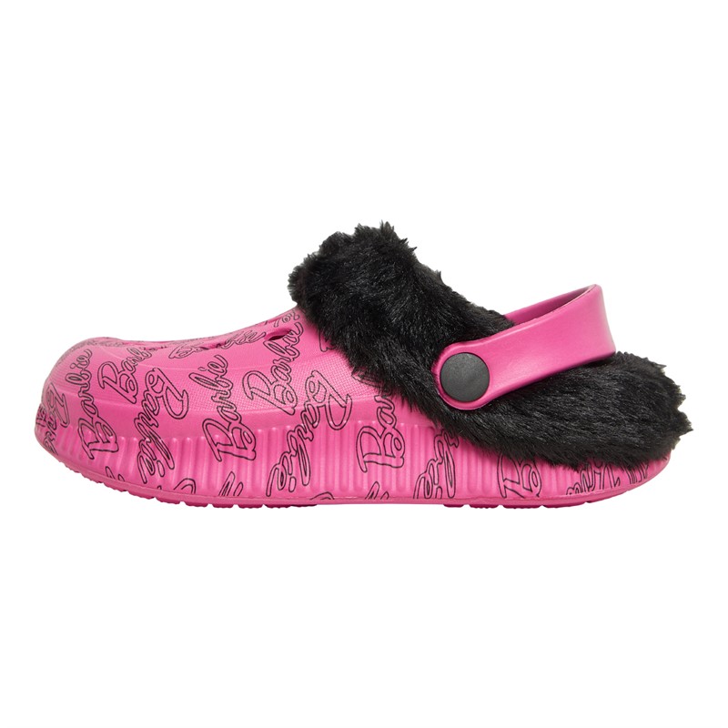 Character Girls Barbie Fur Lined Clogs Pink