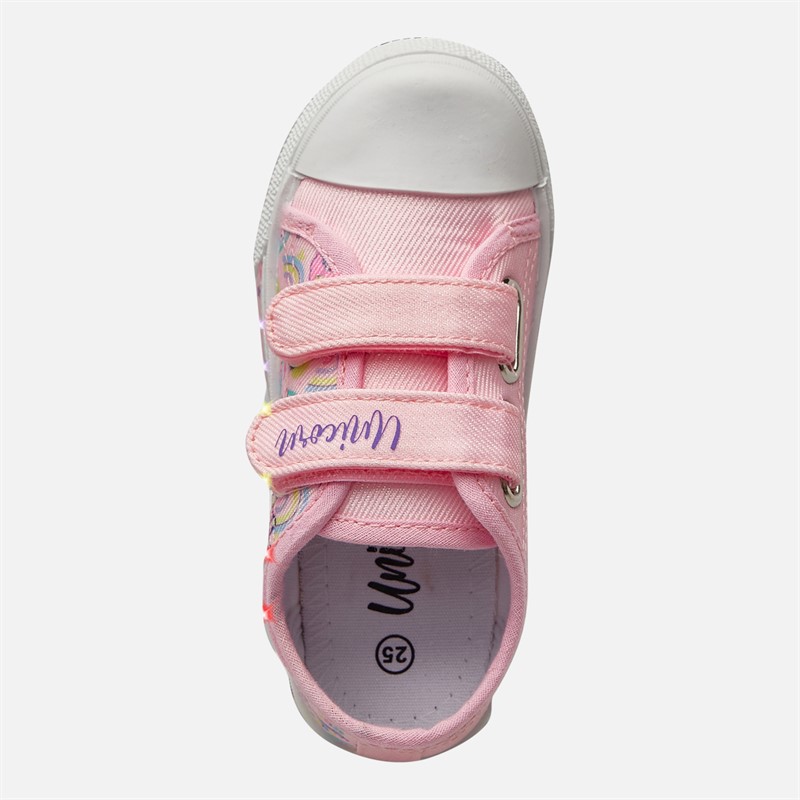 Character Girls Unicorn Light Up Canvas Trainers Pink