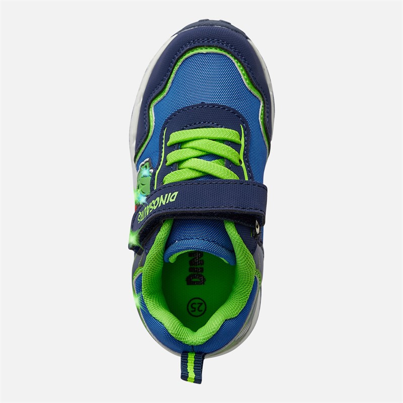 Character Boys Dinosuar Light Up Trainers Blue