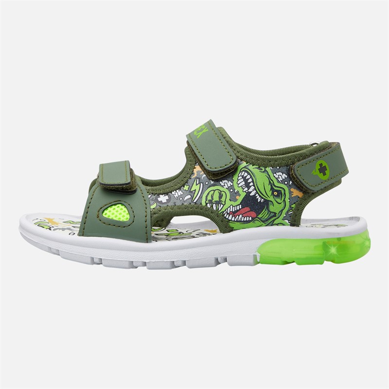Character Boys Dinosuar Light Up Sandals Green