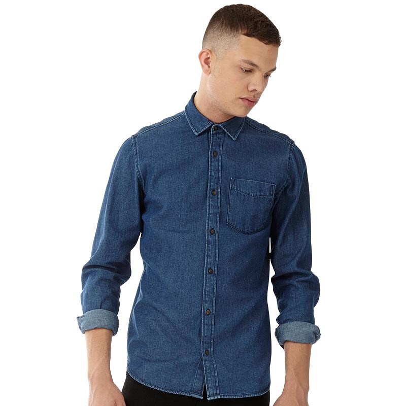 Buy JACK AND JONES Mens Denim Shirt Dark Blue Denim