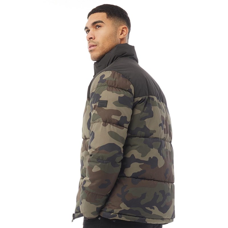 JACK AND JONES Mens Drew Puffer Collar Jacket Rosin