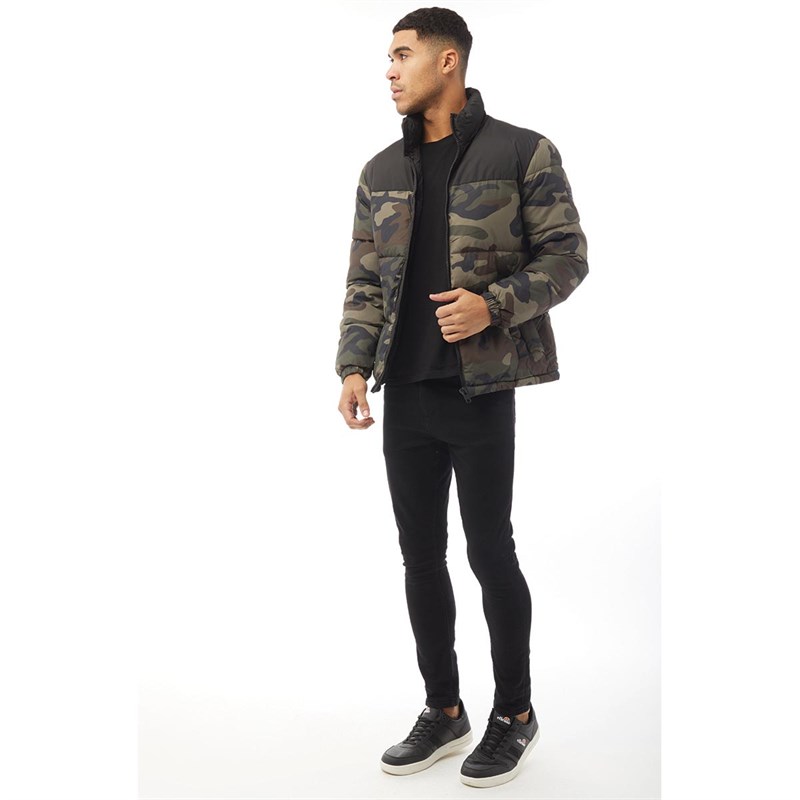 JACK AND JONES Mens Drew Puffer Collar Jacket Rosin