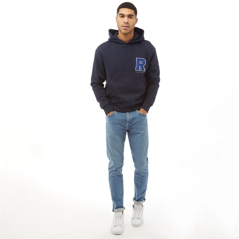 JACK AND JONES Mens Liam Sweat Hoodie Navy Blazer