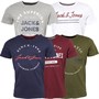 JACK AND JONES Mens Herro T-Shirts Five Pack Olive Night/White/Light Grey Melange/Navy Blazer