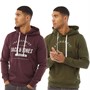 JACK AND JONES Mens Herro Sweat Hoodies Two Pack Port Royal/Olive Night