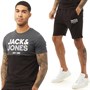 JACK AND JONES Mens Miller T-Shirt And Shorts Twin Set Dark Grey Melange/Black