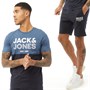 JACK AND JONES Mens Miller T-Shirt And Shorts Twin Set Ensign Blue/Sky Captain