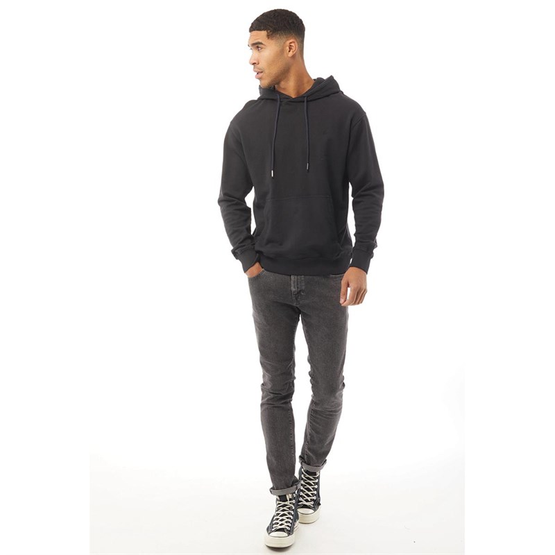 JACK AND JONES Mens Washed Sweat Hoodie Black